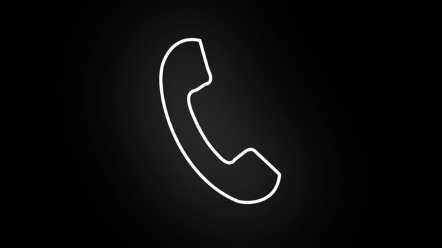 white glow Smart phone call ring icon video on black screen