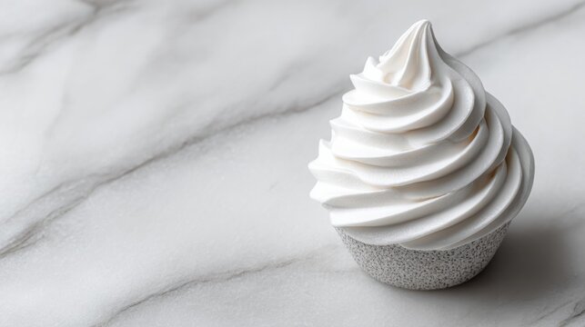 Smooth Whipped Cream Swirl on Marble Surface
