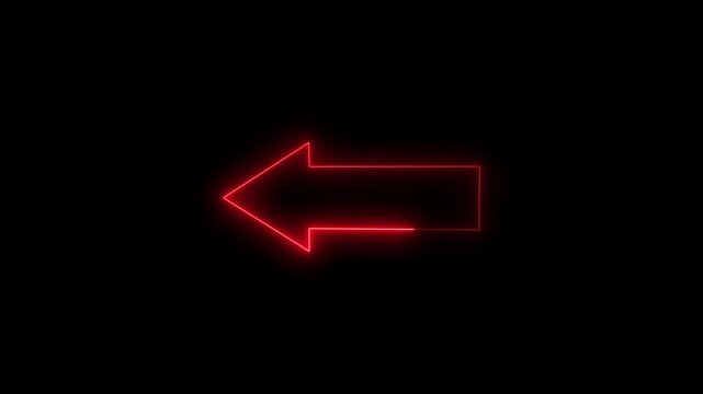 Abstract Glowing neon arrow on black background Arrow indicating the direction to the next page
