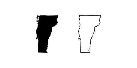 Vermont state outline map in solid black and contour line styles for regional geography. © Hanis
