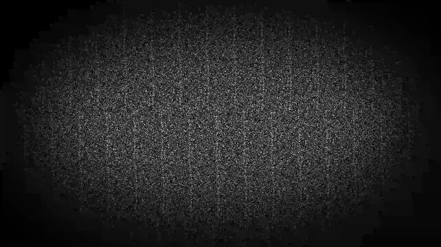 Monochrome TV static noise texture with vignette effect background 4k video