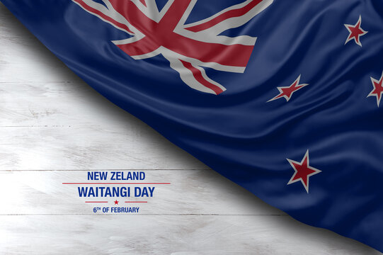 New Zeland independence day greetings card with flag and white background