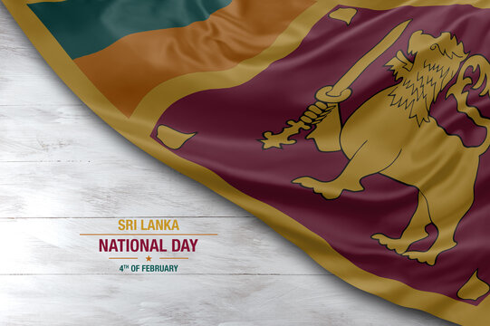 Sri Lanka independence day greetings card with flag and white background
