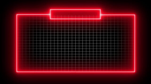 Neon red glowing digital grid frame with header overlay for cyberpunk ui