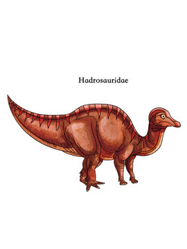 A standing hadrosaur from the age of dinosaurs.
