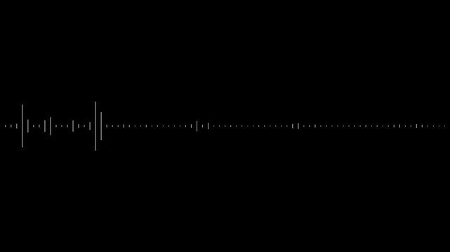 White audio waveform equalizer element motion animation on black background 4k 