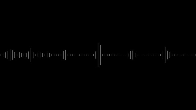 White audio waveform equalizer element motion animation on black background 4k 