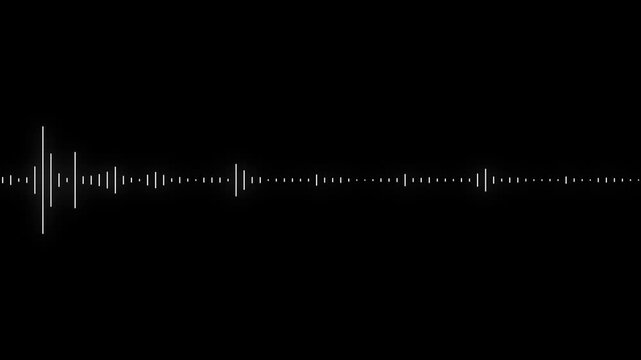 White audio waveform equalizer element motion animation on black background 4k 