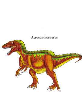 A standing Acrocanthosaurus from the age of dinosaurs.