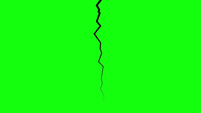 Crack line animation appears on a green screen. Cartoon doodle concept, 4K motion graphics.