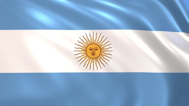 Argentina flag waving in the wind, Argentine national flag background 4k animation.