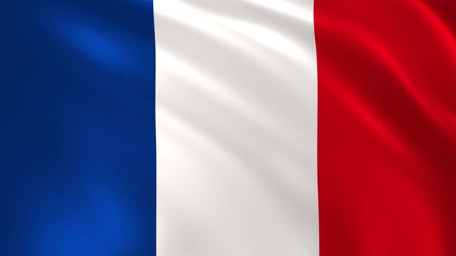 France flag waving in the wind, French national flag background 4k animation.