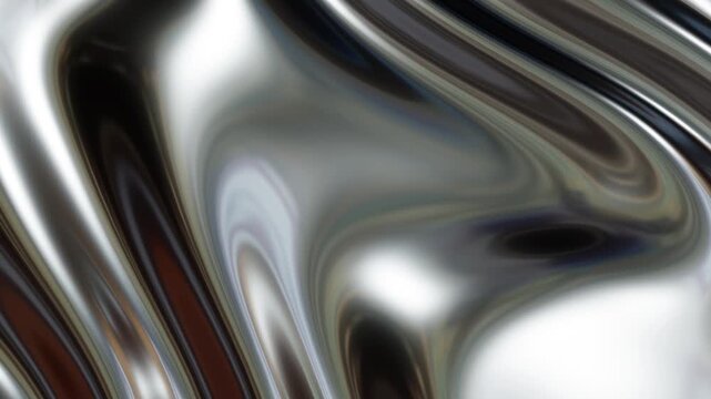 Silver liquid chrome waving background 4k animation.