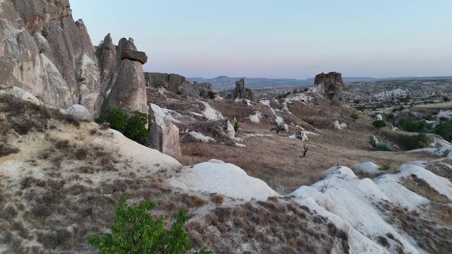 Aerial view of tuff rocks valley near Urgup in Cappadocia, Turkey.