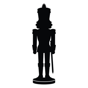 Nutcracker silhouette vector, traditional Christmas soldier icon, festive holiday nutcracker doll graphic for winter decor