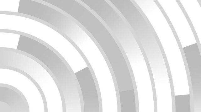 Background with rotating white gray concentric rings, 4k computer seamless graphic animation.
