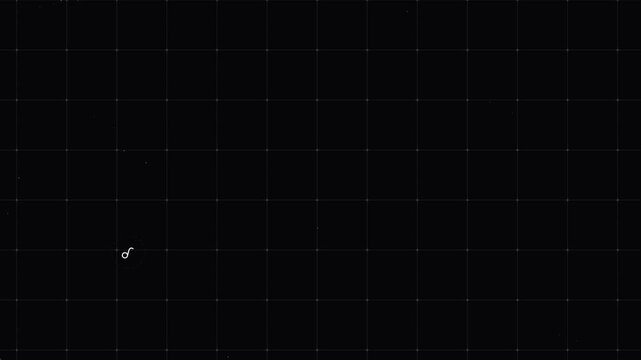 Minimalist Aries Zodiac Sign Animation on Black Digital Grid Background