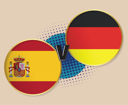 The Spain Vs Germany Circular design flag vector and illustration with the cream colour background and texture 