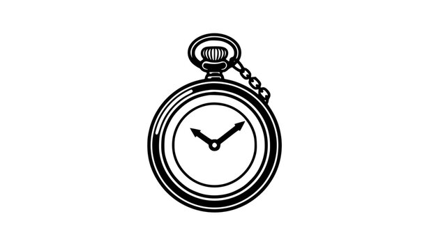 Vintage Pocket Watch Classic Black Vector Icon
