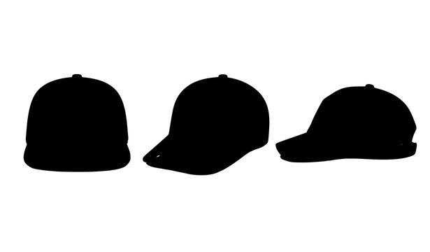 Premium Black Blank Baseball Hat Fashion Mockup 3D Vector Illustration Set