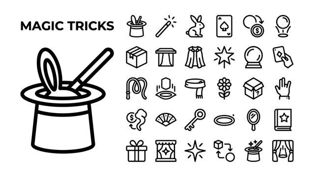 Magic Tricks Icon Set