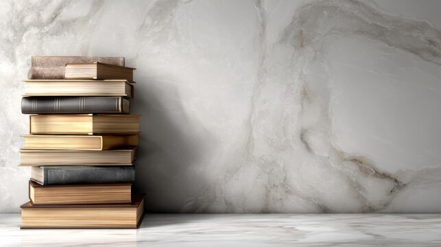 A Stack of Academic Journals Placed on a Marble Surface