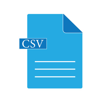 Simple CSV file icon. Modern sky-blue vector design representing data export, document management, file format, and digital data storage.