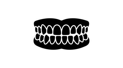 Black silhouette of human teeth with gums against a white background silhouette © shamim