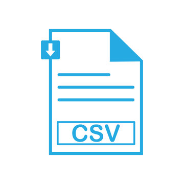 Simple CSV file icon. Modern sky-blue vector design representing data export, document management, file format, and digital data storage.