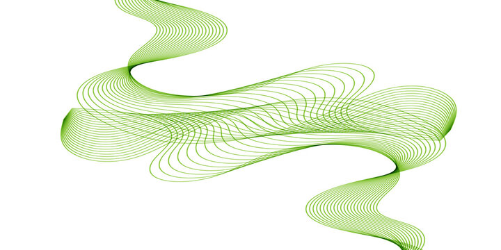 abstract bright green wave line vector illustration with soft gradient on transparent background