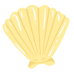 Yellow Seashell Illustration Isolated on White Background for Summer Beach Vacation Theme and Marine Life Graphic Design Projects © raima