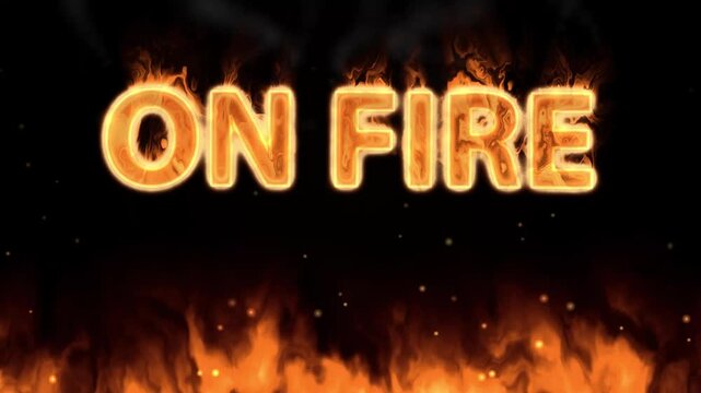 Burning On Fire Text Animation with Ground Flames and Rising Sparks