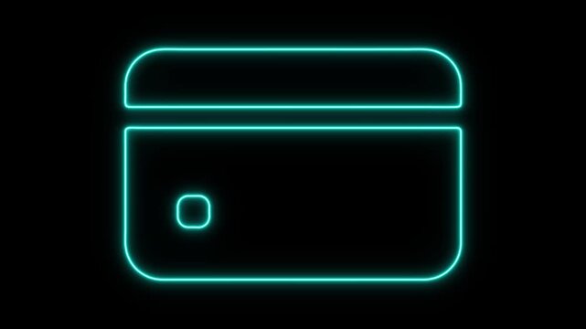 Glowing Neon Credit-card Animation for Finance on Black Background