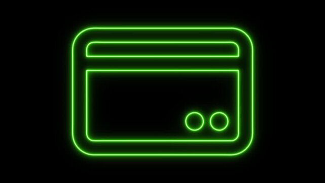 Glowing Neon Credit-card Animation for Finance on Black Background
