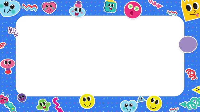 Cute Cartoon Sticker Border Loop with Copy Space