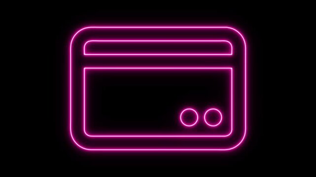 Glowing Neon Credit-card Animation for Finance on Black Background
