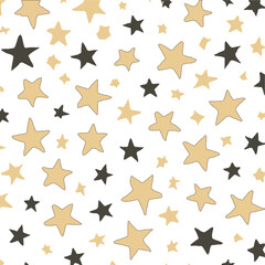 Fototapeta premium Golden and charcoal star pattern on a white background