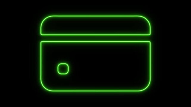 Glowing Neon Credit-card Animation for Finance on Black Background