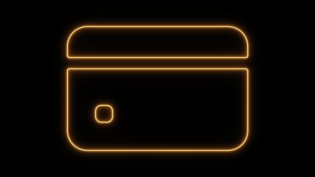 Glowing Neon Credit-card Animation for Finance on Black Background