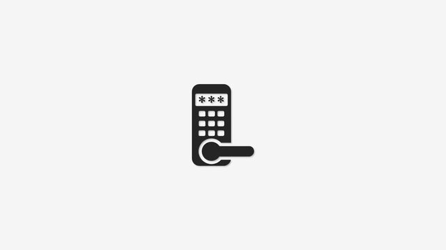 Digital door lock with keypad and handle shows password entry security access concept.