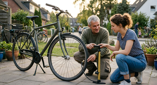 Nachbarn teilen Wissen zur einfachen Fahrradpflege