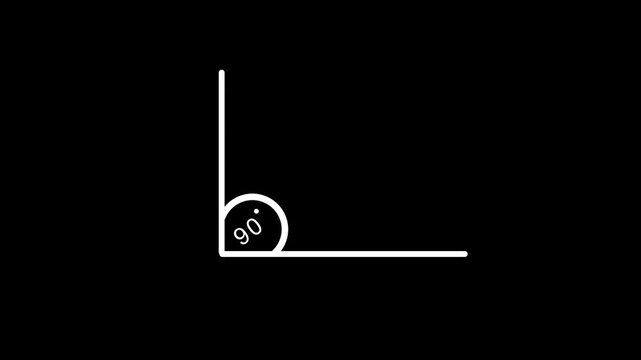 white 90 degree angle line icon animation for geometry education and math diagram
