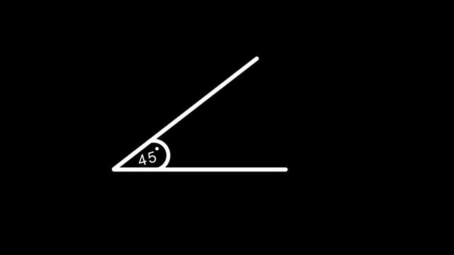 white 45 degree angle line icon animation for geometry education and math diagram