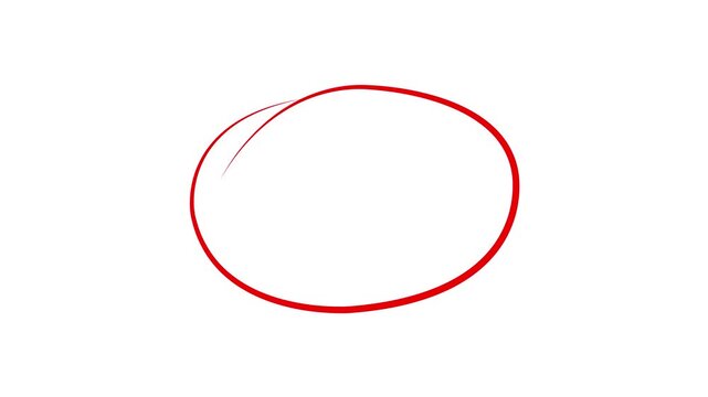 Red hand drawn scribbled circle outline animation for emphasis and highlight concept video