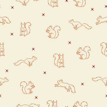 Squirrel Seamless Pattern for Fabric and Wallpaper