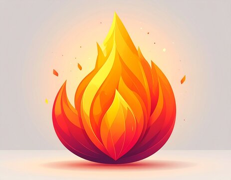 Modern gradient fire flame icon with yellow orange red colors, glowing effect, stylized illustration for energy power heat concepts
