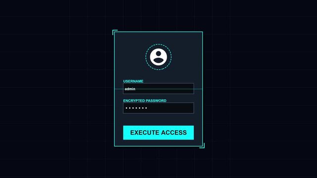 Log in Intro. Futuristic HUD login interface with username and password fields