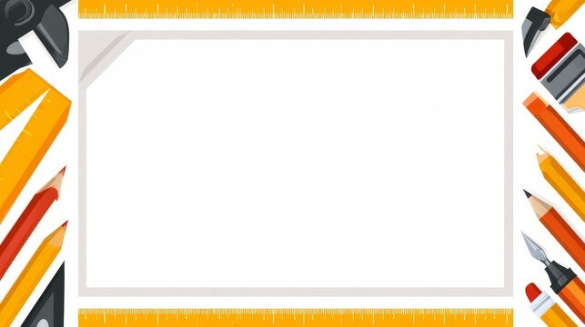 White paper badge and office supplies on clean surface