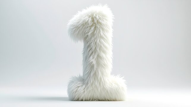 Fluffy white numeral one stands out on neutral backdrop