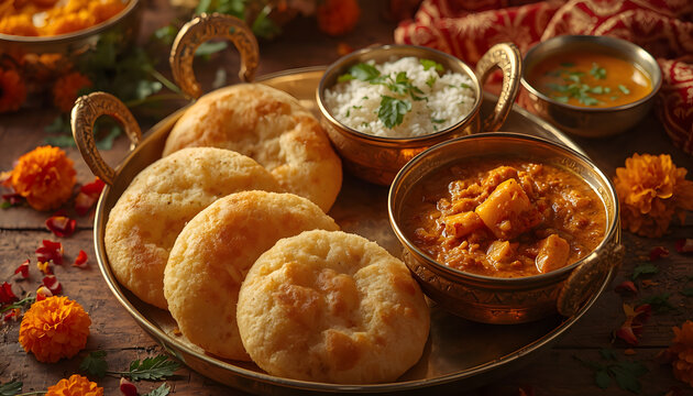 Bengali Luchi and Alur Dom Festive Meal
